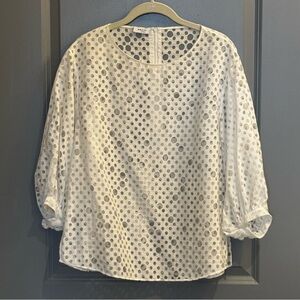 Beautiful Akris Punto White Sheer Top, Sz 4
